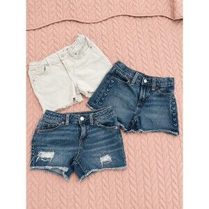 Cat & Jack/Old Navy Lot 3 Girls Denim Cut-Off Shorts Distressed Pockets 6 S(6/7)